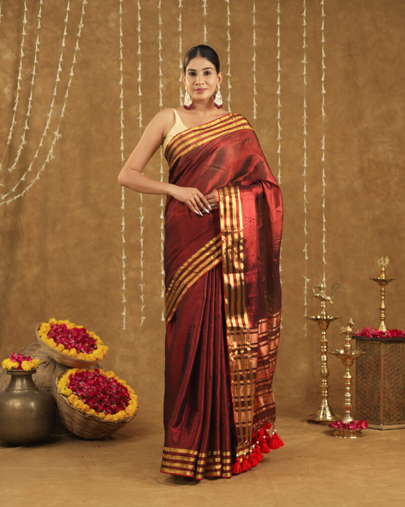 Navya Maroon Banarasi Saree