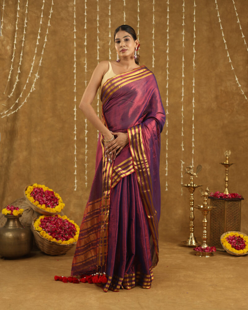 Navya Purple Banarasi Saree - Image 3