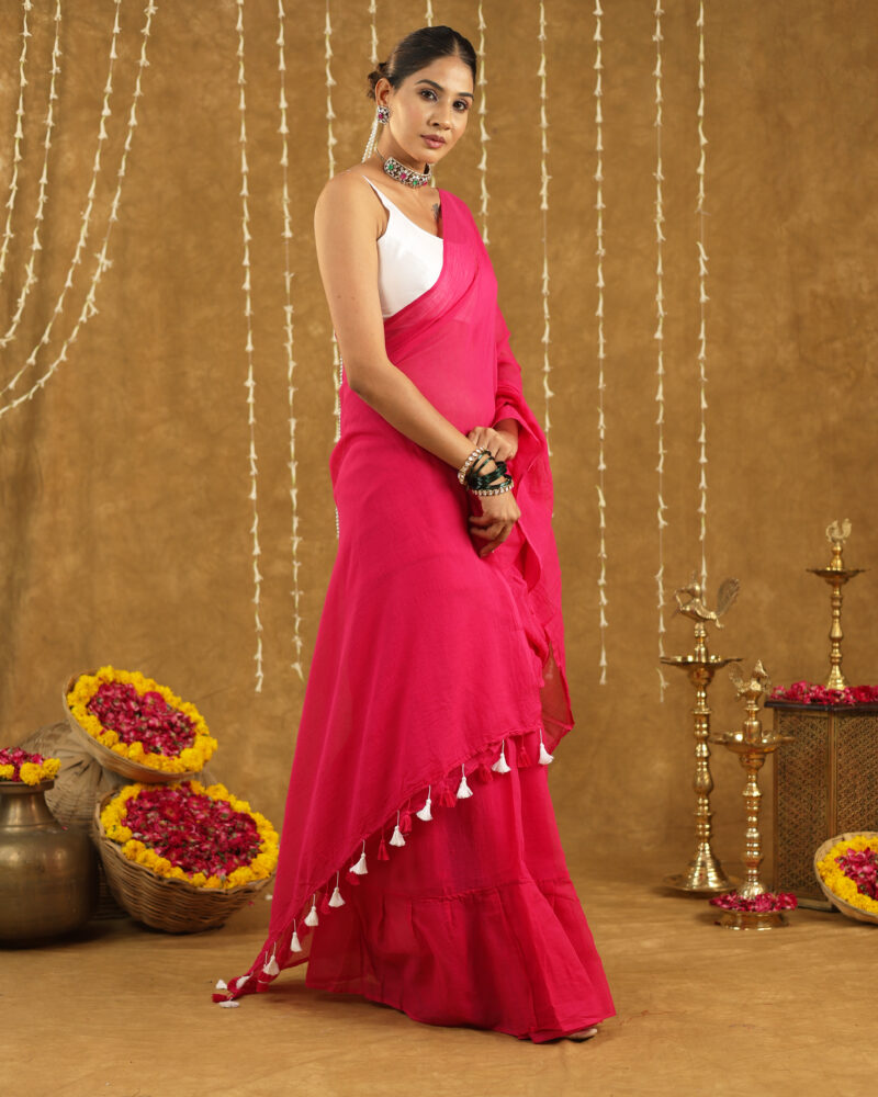 LATIKA HOT PINK BANARASI SAREE - Image 2
