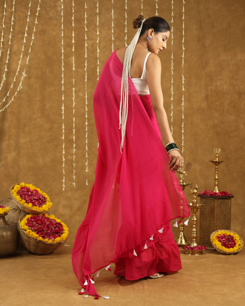 LATIKA HOT PINK BANARASI SAREE - Image 3