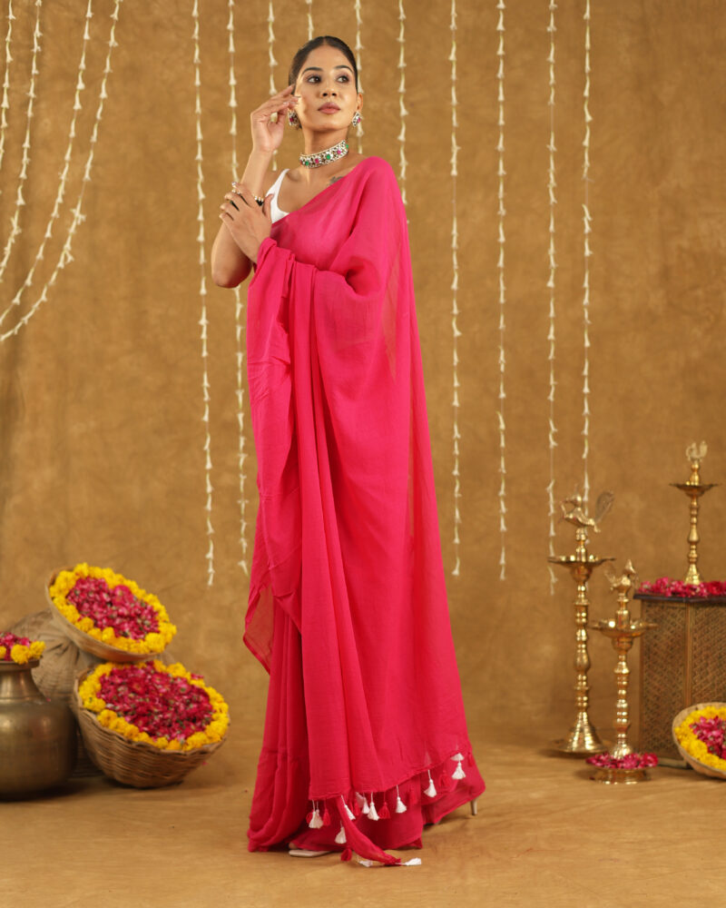 LATIKA HOT PINK BANARASI SAREE - Image 4