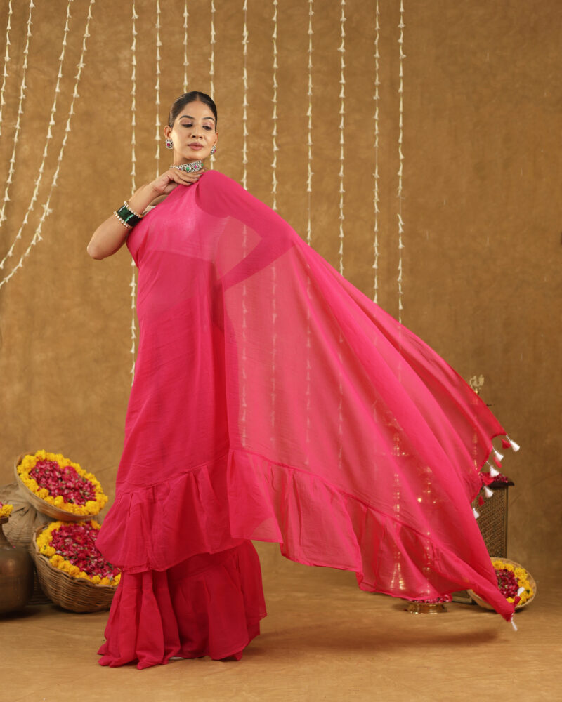 LATIKA HOT PINK BANARASI SAREE - Image 5