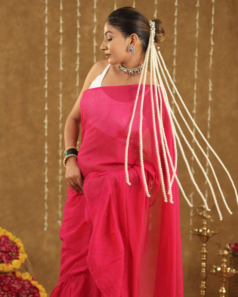LATIKA HOT PINK BANARASI SAREE - Image 8