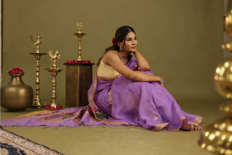 Lilac Banarasi Saree - Image 2