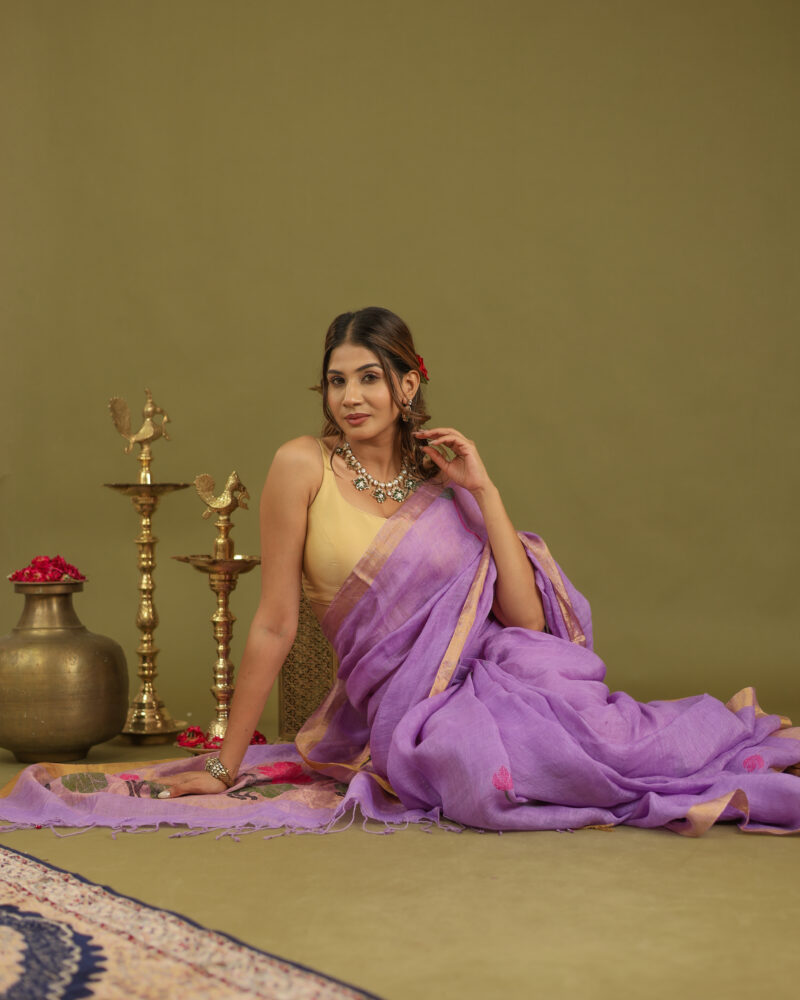 Lilac Banarasi Saree - Image 3