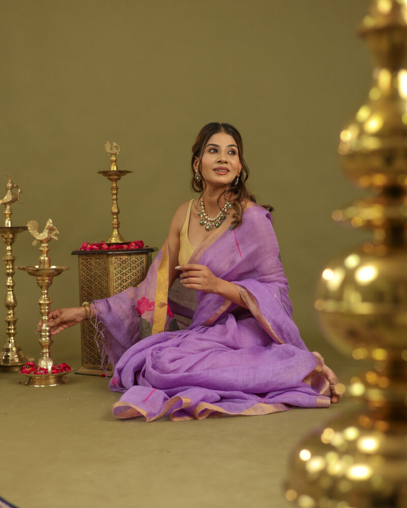 Lilac Banarasi Saree - Image 6