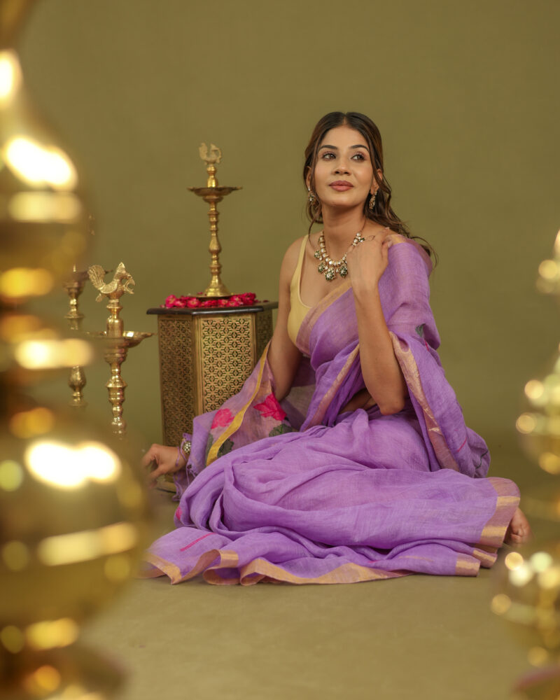 Lilac Banarasi Saree - Image 7