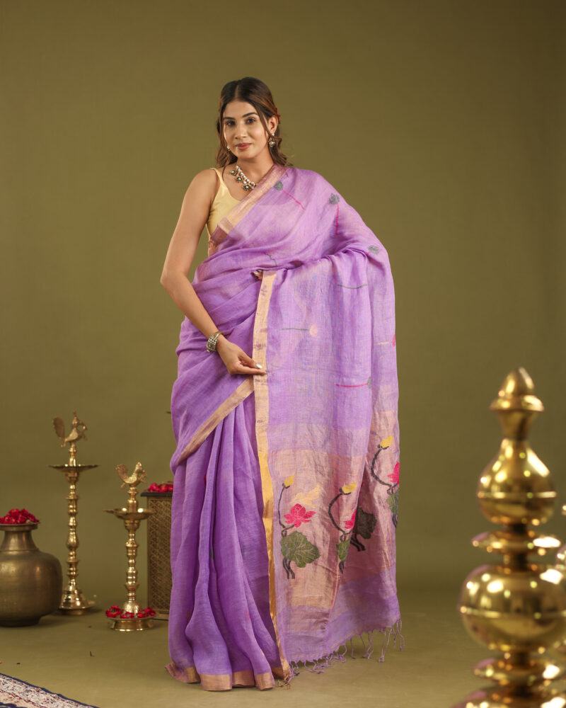 Lilac Banarasi Saree